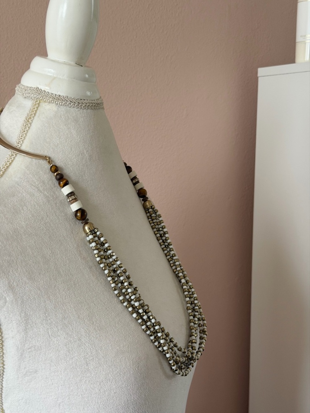 NWT Talbots Gold-Tone Multi-Strand Beaded Statement Necklace - Picture 2 of 6